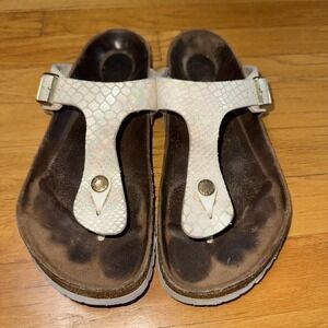 Birkenstock Gizeh Sandals Womens Size 41/ 10 Comfort Toe Thong Shoes Iridescent
